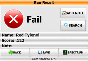 Failed Result Screen