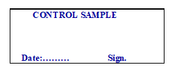 Control Sample Lable